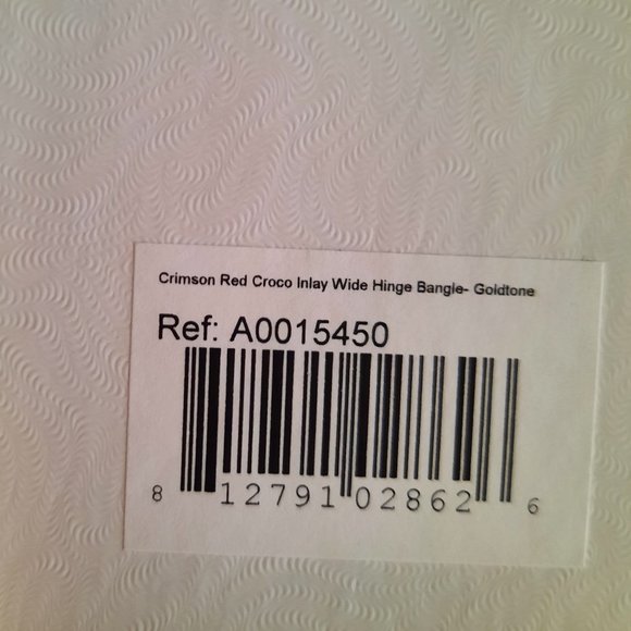 Daniela Swaebe Crimson Red Crocodile Inlay Wide Hinge Bangle - Goldtone, New! - Picture 13 of 16